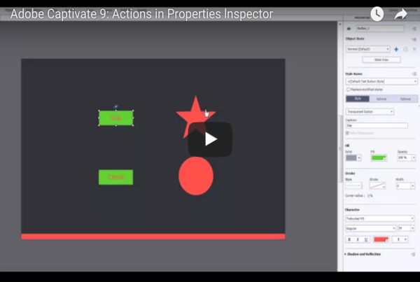 Adobe Captivate 9 - Actions in Properties Inspector
